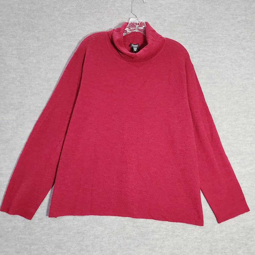 Eileen Fisher Women Sweater 2x Red 100% Wool Long Sleeve Turtleneck READ
